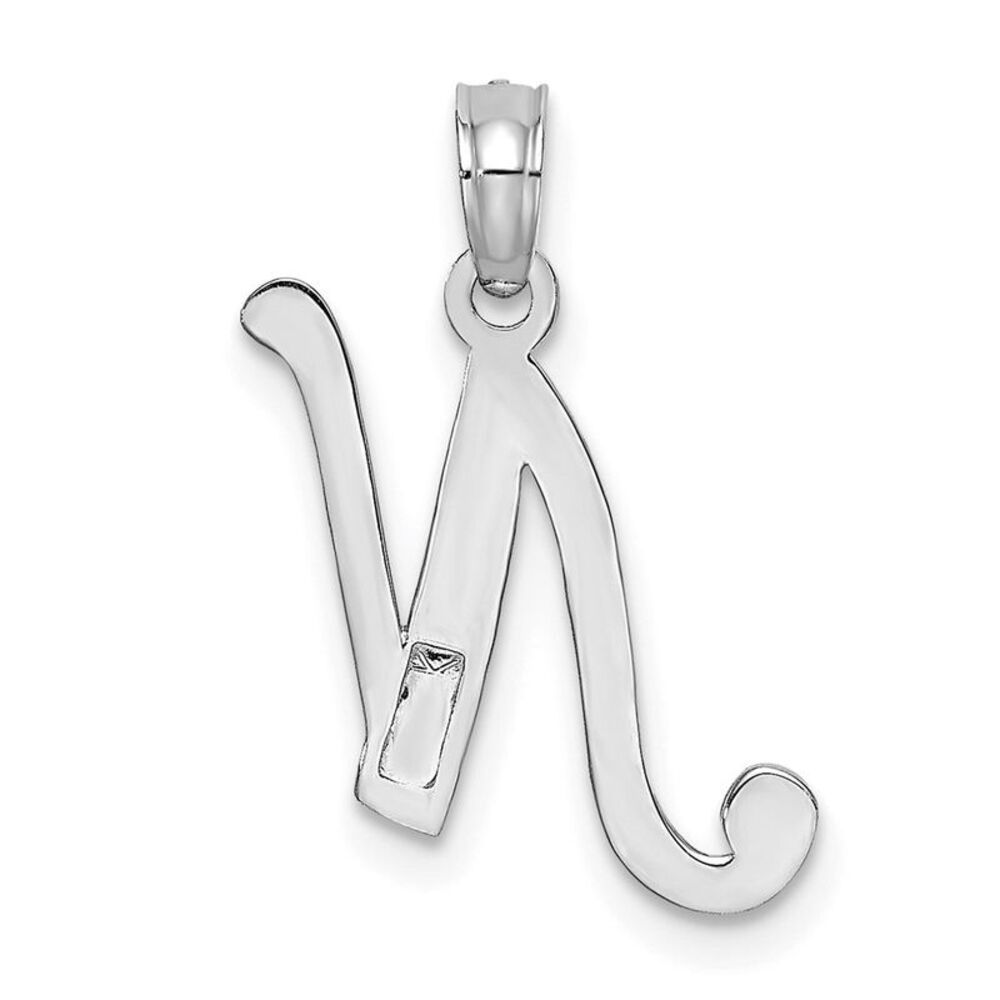 10k White Gold Polished N Script Initial Charm - image 4
